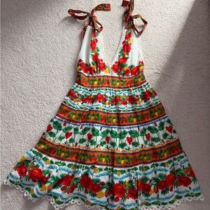 Farm Rio | 100% Cotton V-Neck Tiered Mini Dress | NWT